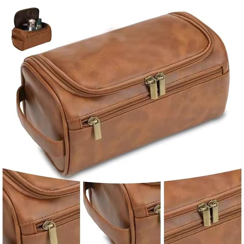 Leather Toiletry Bag for Men Women Dopp Kit Mens Hanging Toiletry Bag Travel Toiletry Bag for Traveling Large Cosmetic Bag for T