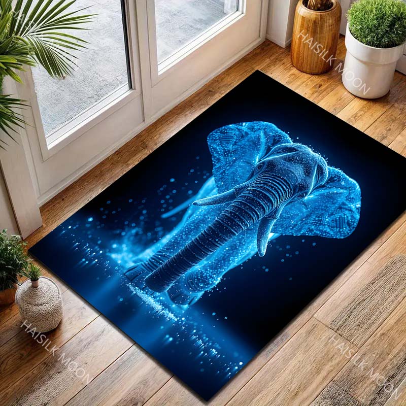 Blue Fantasy Elephant Carpet for Living Room Bedroom Bedside Floor Mat Sofa Table Area Rugs Home Decor Luxury Gift