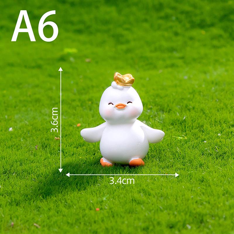 Figurines Miniatures Cute White Yellow Duck Animal Micro Landscape Ornaments For Home Decorations Room Decor Accessories