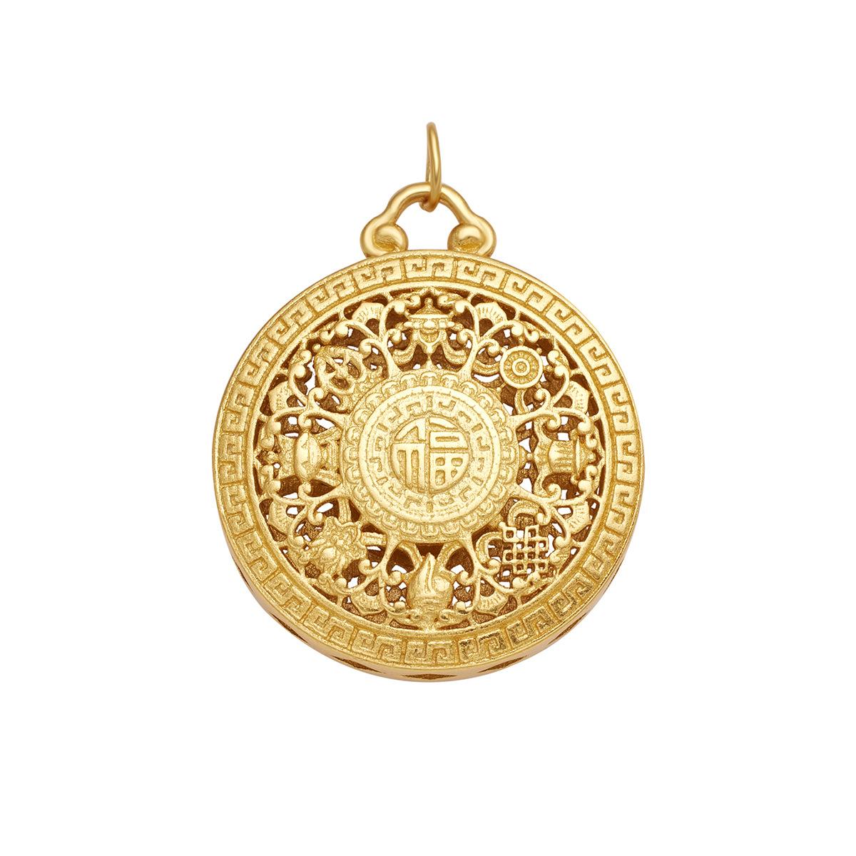 

Серебряный кулон S925 Eight Treasures Compass с изображением восьми жуй, благоприятных символов Го Чао Фу, полого диска, восьми сокровищ, богатого лотоса 925 silver