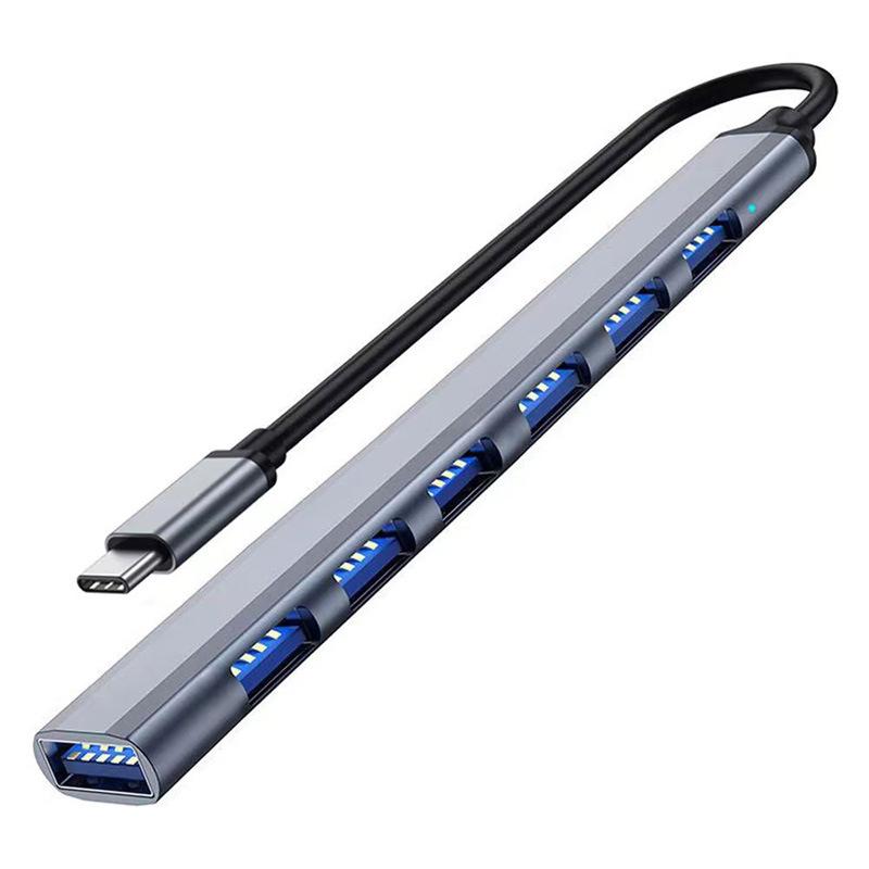 Aluminum Alloy 7-Port USB 3.0 Expansion Dock with Dual USB/Type-C Ports