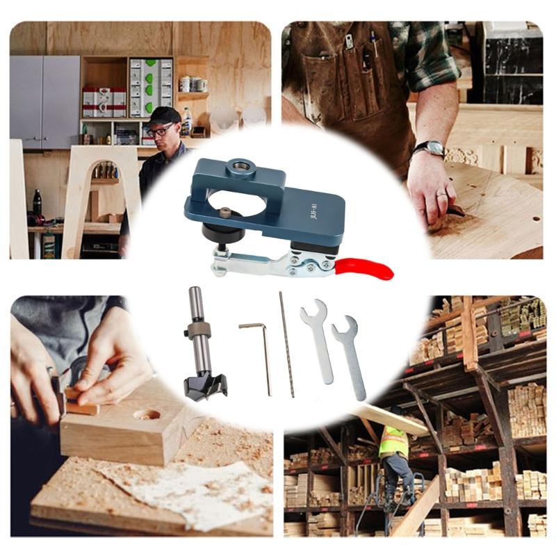 35mm Concealed Hinge Jig Hinge Hole Puncher Tool Long Lasting Aluminum Material, Woodworking Aid for Home Improvement