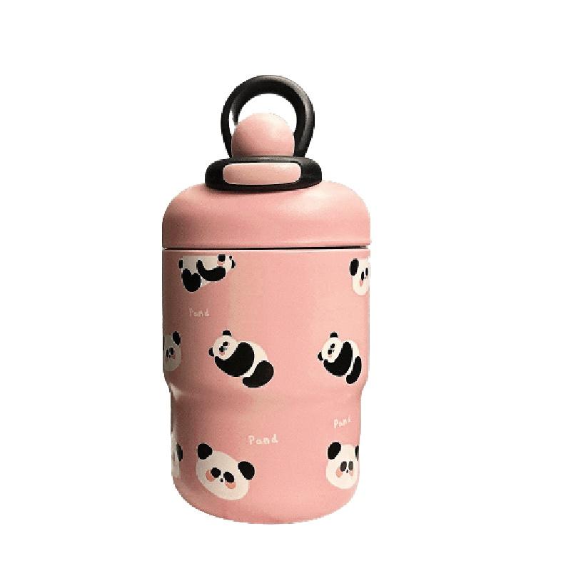 

Вакуумная кружка 500 мл в мультяшном стиле с ручным кольцом, нержавеющая сталь, большой материал Pink Panda