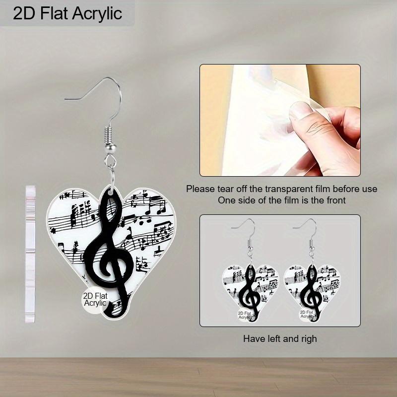 2D Flat Music Note Pattern Acrylic Material Dangle Earrings Christmas Thanksgiving Gift