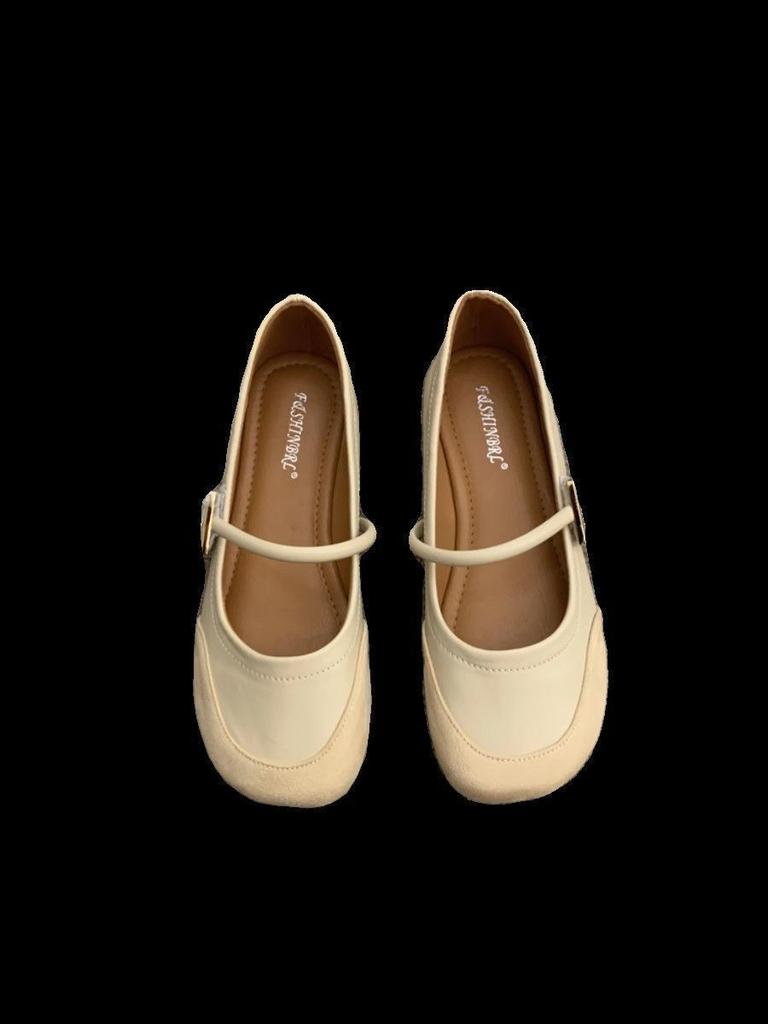Versatile Soft Sole Year Word by Word with Soft Surface Belt Spring and Autumn Mary Jane Shoes Round Head Shallow Mouth Grandma Shoes