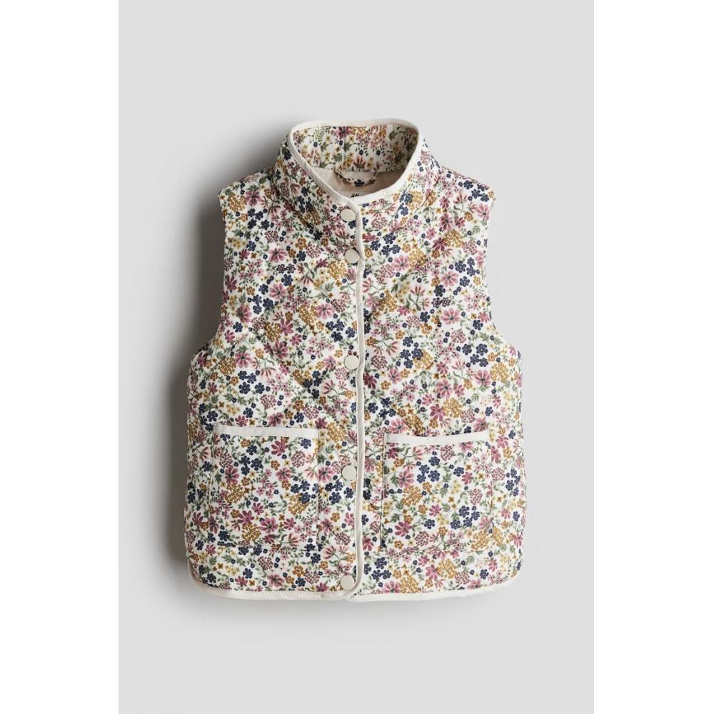 

Стеганый жилет HM светло-бежевый с цветочным принтом