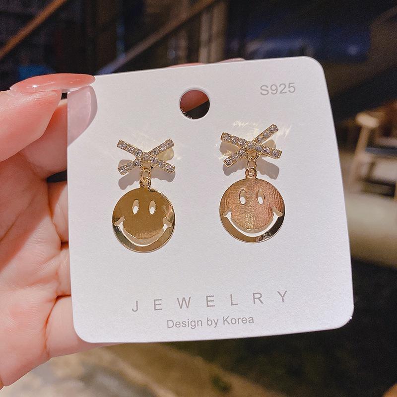925 Silver Needle Korean Smile Face Earrings - Fashionable, Trendy, Versatile Statement Jewelry