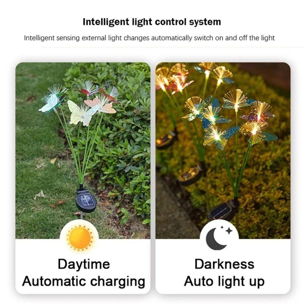 Outdoor Garden Decor LED Solar Butterfly Lamp Butterfly Fiber Optic Light  For Garden Ambiance