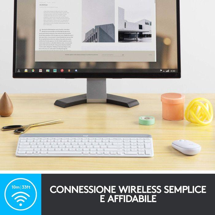 Clavier Et Souris Sans Fil - LOGITECH - MK470 - Blanc - 1 To - 8 Go