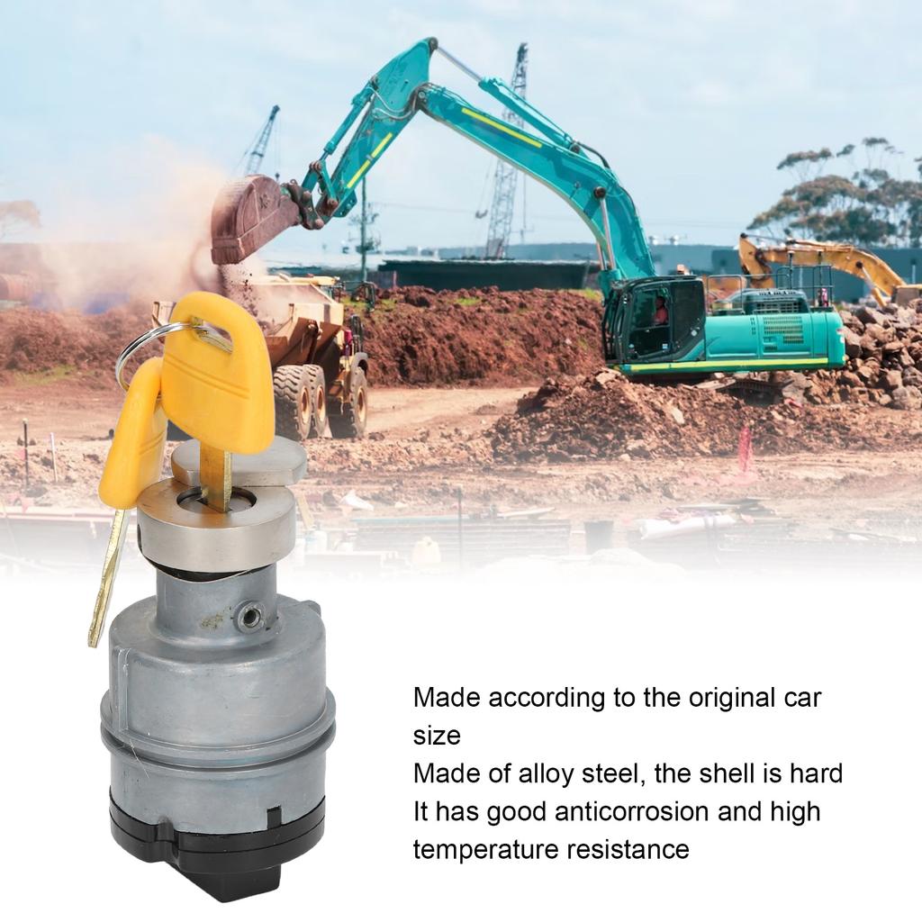 Ignition Switch KHR3078 Alloy Steel Red Copper Excavator Ignition Start Switch with 2PCS Keys for SH210 5