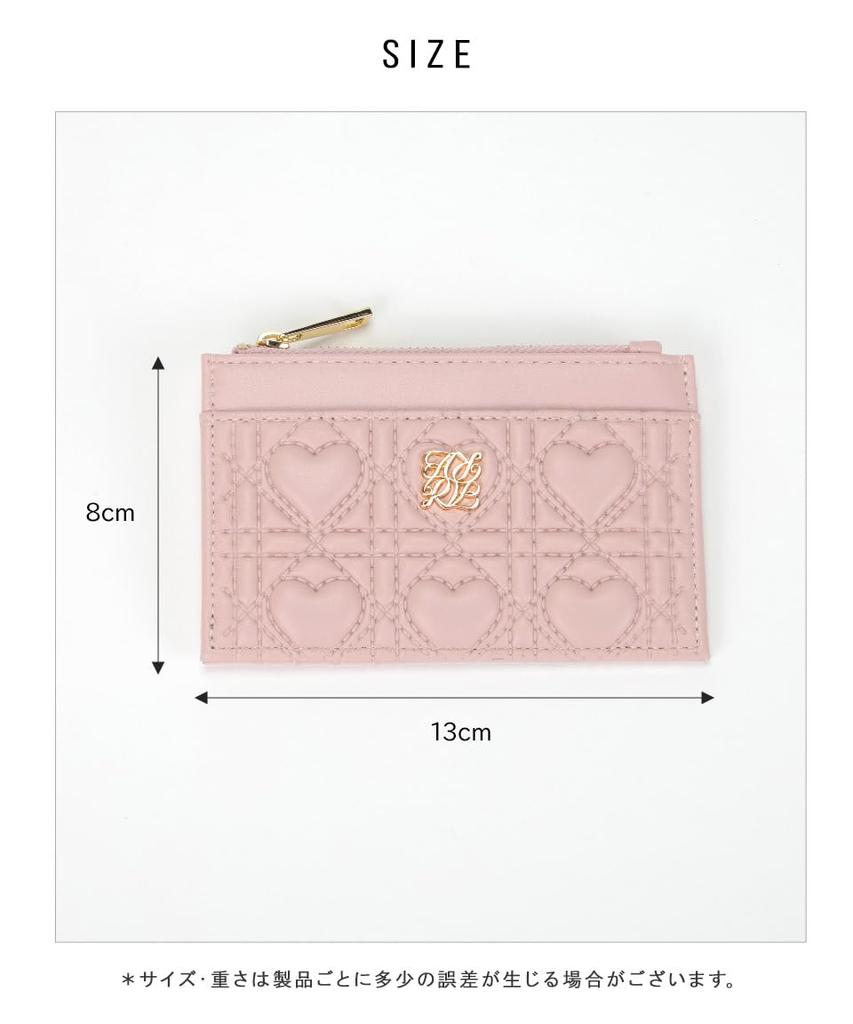 Alto Rose Pink Fragment Case for Women, Slim, Small, Quilted Wallet with Card Case, Coin Purse, Commuter Pass Holder, IC Card Storage, Gold Zipper,