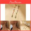Geometric Natural Exquisite Stone Earrings With Trendy Chain Elements For Fashionforward Women