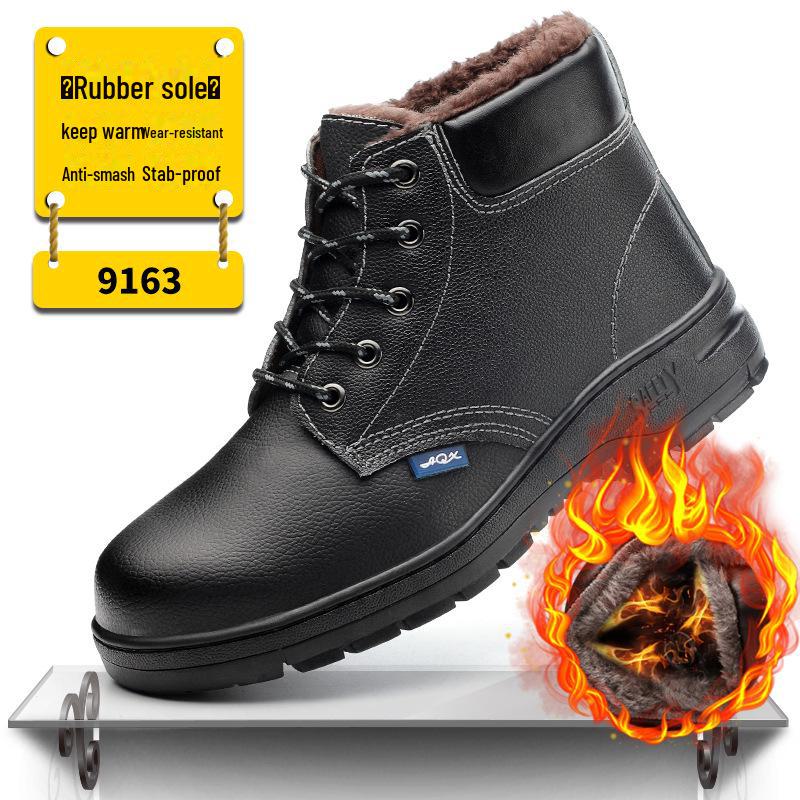 Pánské kotníkové nepromokavé zimní bezpečnostní boty - Odolné proti nárazu, Odolné proti propíchnutí, Podšívka ze sametu a bavlny