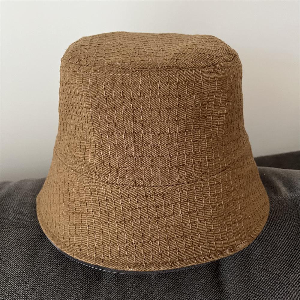 Plaid splicing casual fashion retro versatile street outing basin hat bucket hat bucket hat sun hat