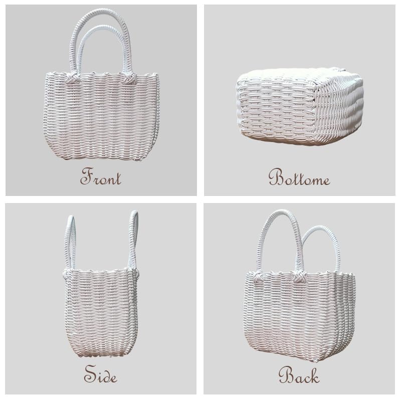 Sanritz Al.atte Washable Handwoven Bath Basket, Small, Modern Beige  Plastic Rattan-Look Basket, Storage, Ideal for Hot Springs, Accommodations, and