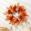 Handmade Maple Leaves Pumpkins Wreath Diy Decoration For Thanksgiving Halloween Front Door Wall Hanging Autumn Harvest Wreath