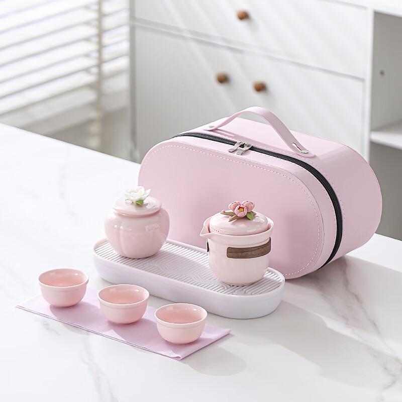 

Pinched Flower Ceramic Travel Tea Set