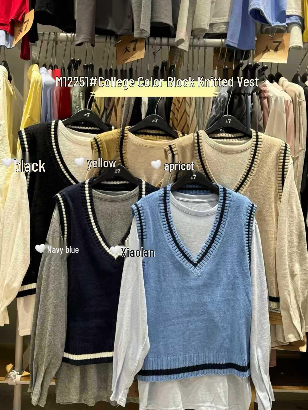 

Da 7 Women s Spring Korean Loose Plus Size College V-Neck Knit Sweater Vest One Size