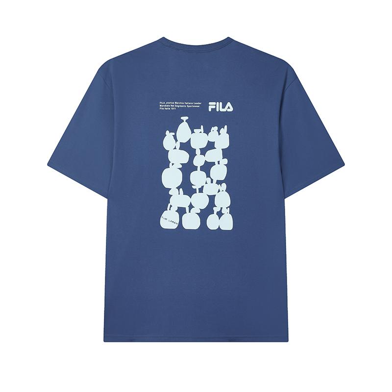 Fila Original Fashion Creative Logo Print Versatile Round Neck Short Sleeve T-Shirt Men T-Shirts Sky-Blue F51M529111F-DB