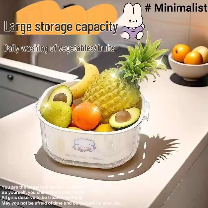Double-Layer Melamine Drain Basket and Fruit Bowl