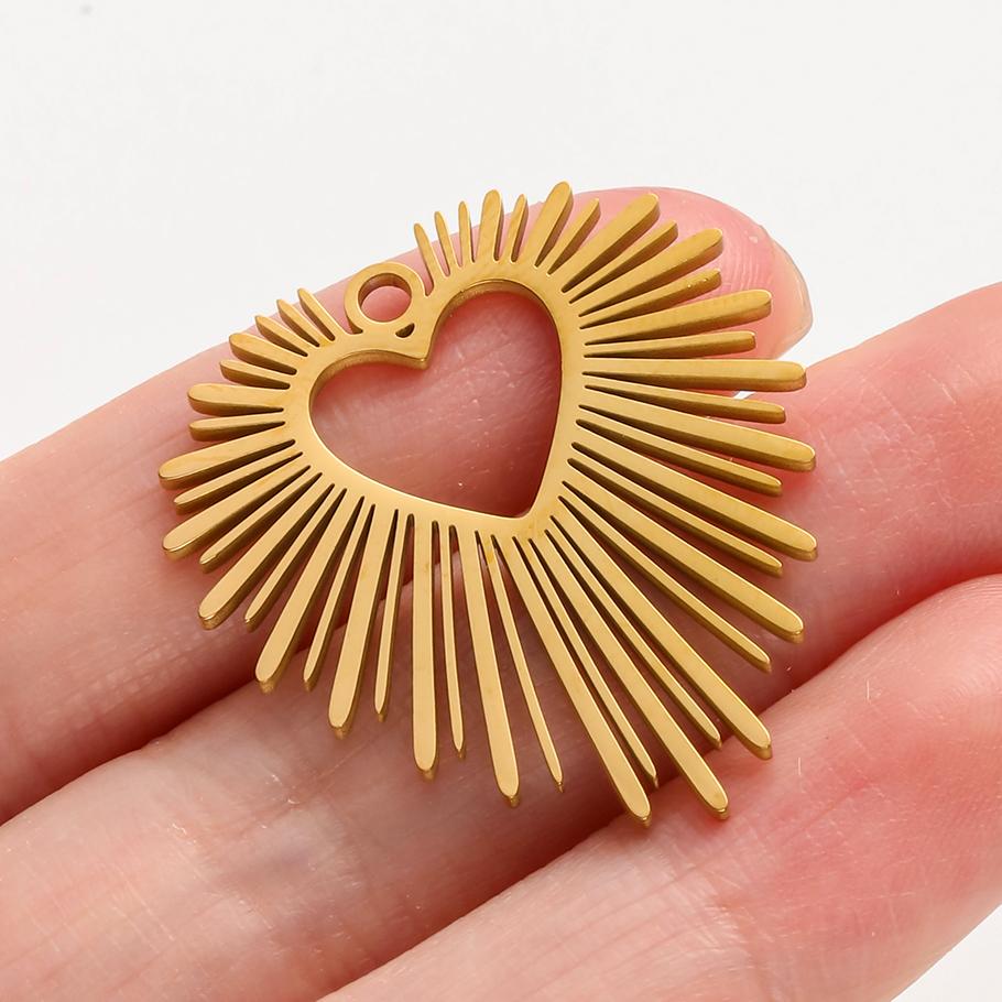 6Pcslot Real Gold Plated Space Alien Pendants Astronaut Sun Moon Star Charm Stainless Steel Charms For Jewelry Making Supplies