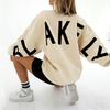 Aksamitny sweter damski z okrągłym dekoltem i długimi rękawami, cross-border, europejska i amerykańska moda, nadruk, długość do ramion, sweter damski, top casualowy, wiosna i jesień, wysoki