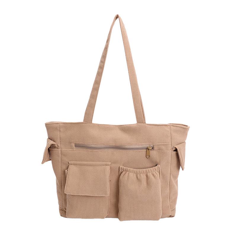

Fashiable Large Capacity Tote Bag for Women Multi Pocket Texture Versatile Shoulder Bag Student Commuter Bag Autumn Winter New хакі