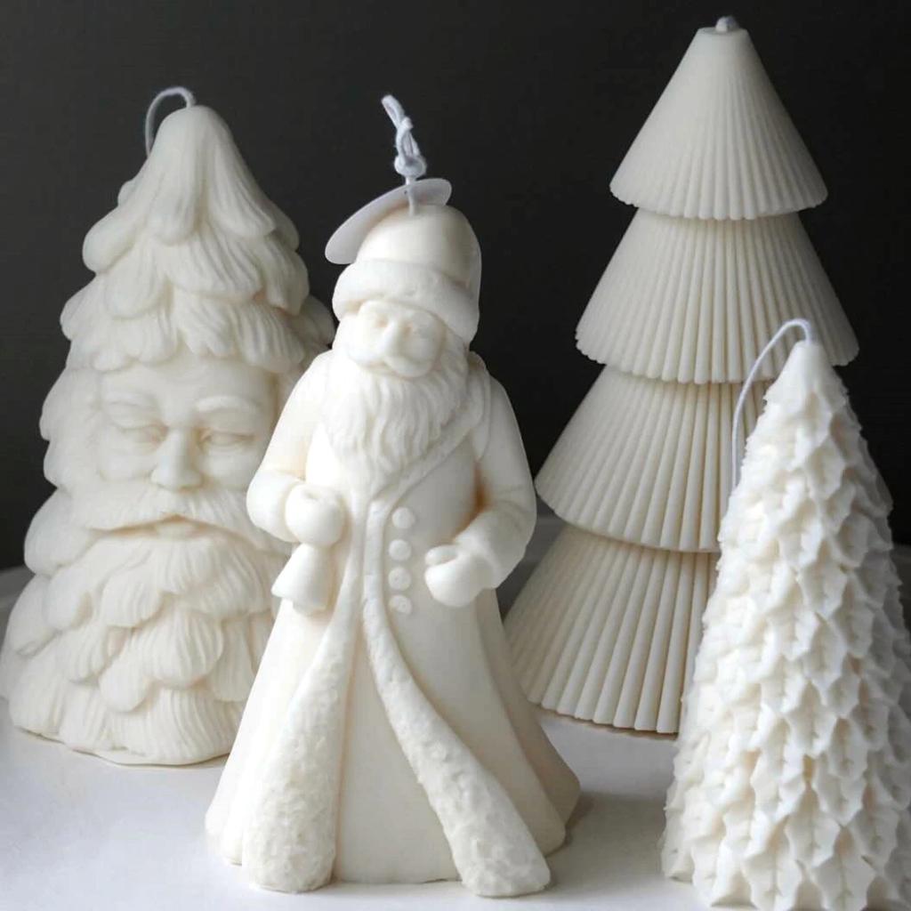 Snowman Santa Claus Silicone Mold Candles Plaster Christmas Ornaments Mould Handmade Soap Resin Gypsum Molds Christmas Tree Mpld