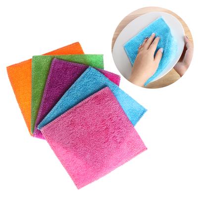 5Pcs Anti-grease Dish Cloth Bamboo Fiber Washing Towel Soft Scouring Pad Tableware Household Kitchen Gadgets Magic Cleaning Rags