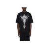 We11done Spine Skull Pattern Printed Embroidered Crew Neck Pullover Short Sleeve T-Shirt Men T-Shirts Black WD-TT1-24-720-U-BK