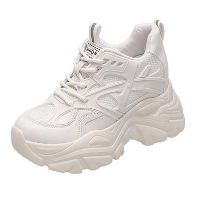 Fashion Spring Breathable Mesh Sneakers Hidden Increasing Sport Shoes Woman Wedge Casual Chunky Shoes High Platform Shoes 8.5CM Autumn