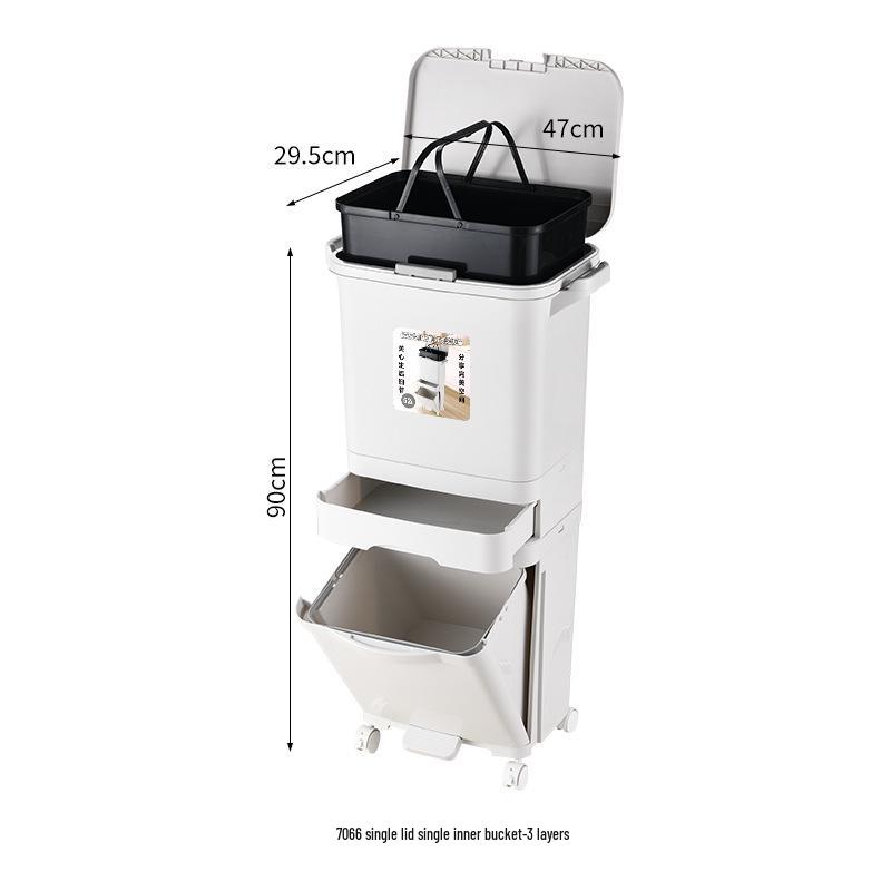 2026 Large-Capacity Kitchen Trash Can with Lid, Double Layer for Dry & Wet Waste Separation