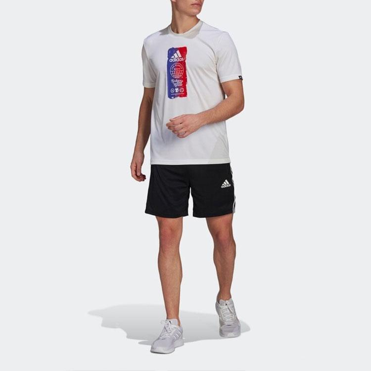 Adidas Printed Round Neck Short Sleeve Sports T-Shirt Men Tops White GL3262