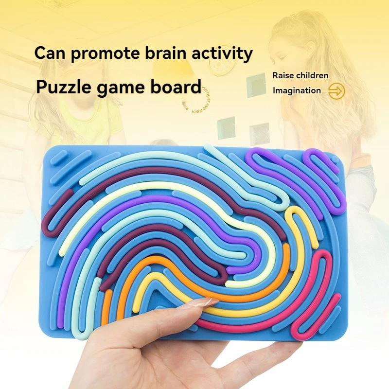 New Sensory Activity Board For Kid Busy Board Motor Skills Montessori Toy Relaxing Stress Colored Silicone Rod Travel Toy Gift