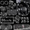 NBTEPEM 27-Piece Bling Car Accessories Set - Universal Fit Steering Wheel Covers, License Plate Frames, Phone Holder, Car Fast Charger, Coasters