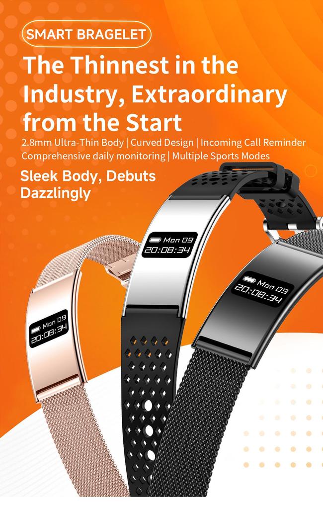 B8 Unisex Smart Bracelet: Luxurious, Waterproof, Monitors Heart Rate & Sleep.