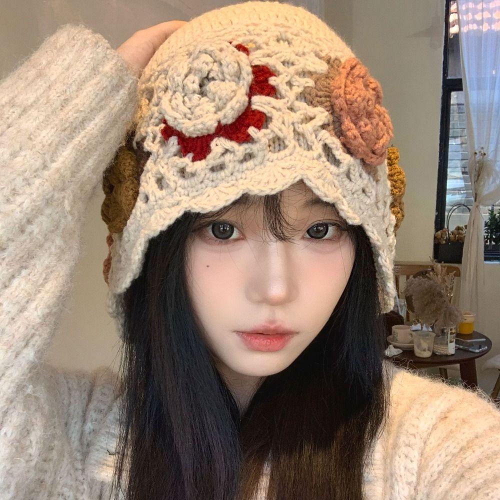 Tassels Tassel Beanies Hollow Out Knit Cap Fashion Crochet Knitted Hat Apparel Accessories
