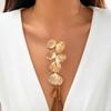 Minimalistischer Ginkgo-Blatt-Quasten-Choker-Halskette Damen Vintage Verstellbare Kette Halsband Schmuck in Gold Weiß K Schwarz