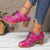 Vintage satin embroidered short boots women's lace-up high heels thick heel pointed head large size fashion boots European size