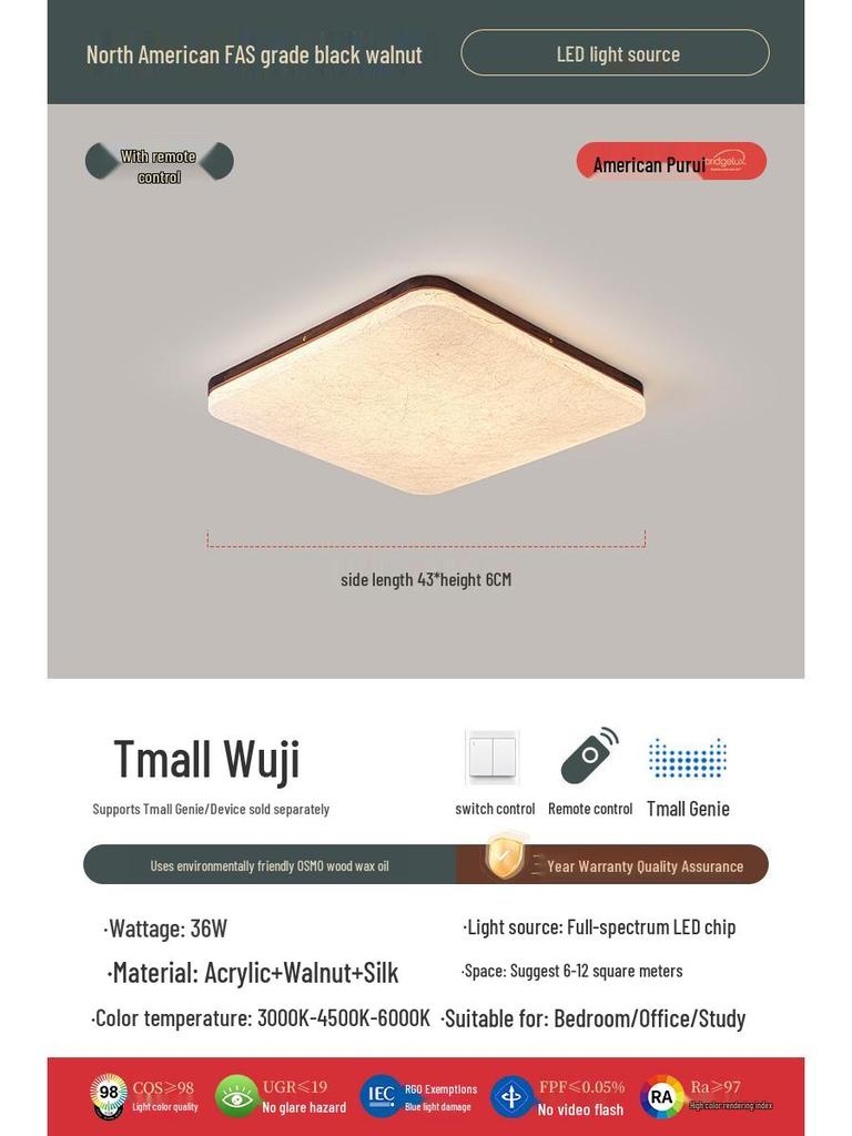 Retro Walnut Zen Ceiling Light with Song Dynasty Silk Aesthetics