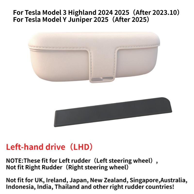Glasses Case for Tesla Model Y Juniper 2025 2026 Silicone Magnetic Left-hand Drive Glasses Organizer Box Car Interior Accessorie