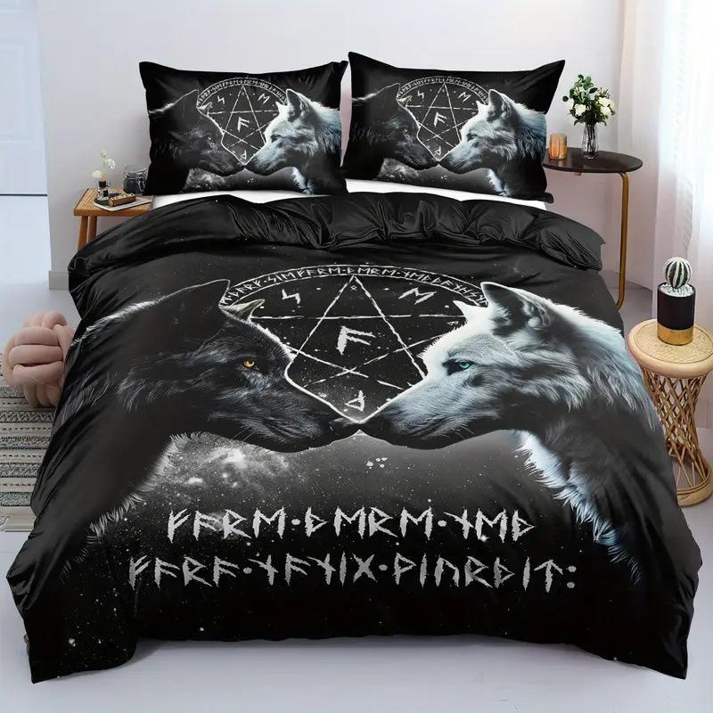 Digital Printing Duvet Cover Kit 3D Bedding Quilt Cover Pillowcase Three-Piece Set
