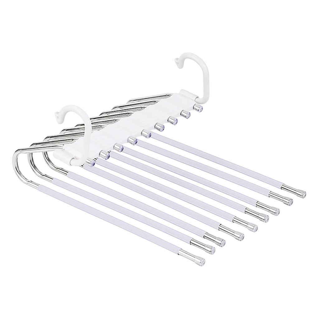 Multi-Tier Pants Hanger with 9 Non-Slip Bars Space Saving Closet Organizer Metal Clothes Rack for Home Use