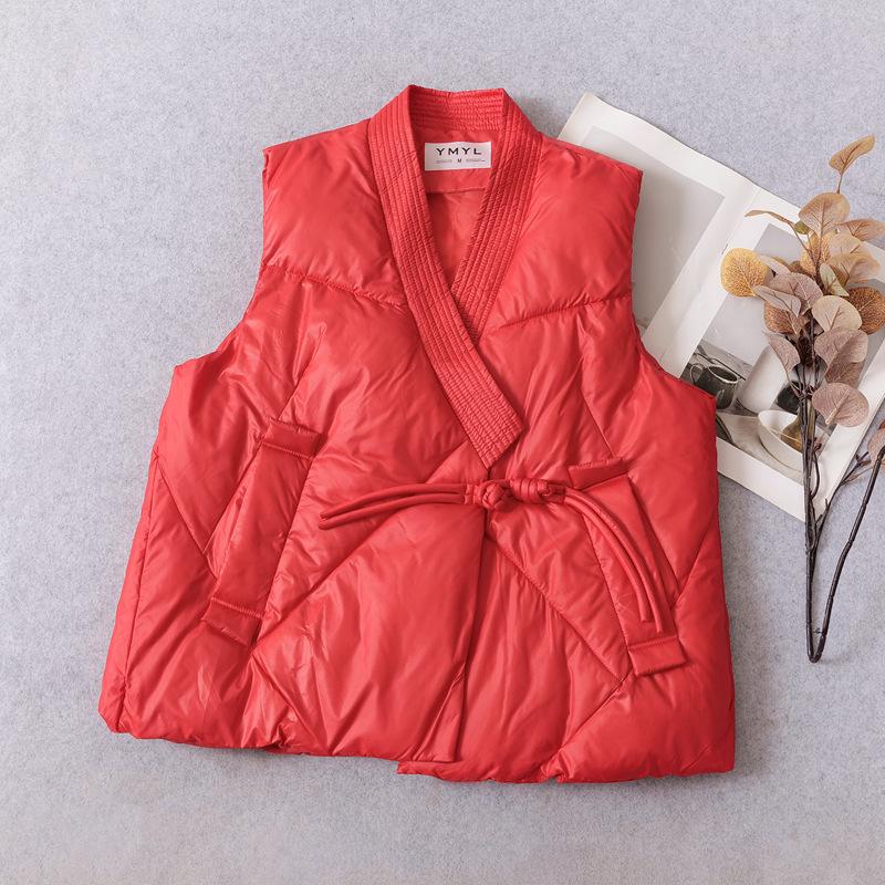

Women s Artistic Retro Frog Button Cotton Vest - Autumn/Winter 2026 Slimming, Stylish, Versatile, Loose Fit XL червоний