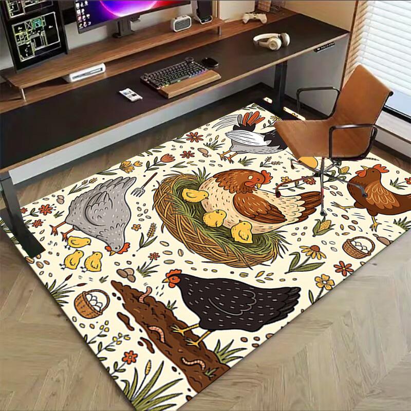 1PC farm chickens Non-Slip Floor carpet, Office, family, bedroom, Studio - Large Area Rug, Vibrant Colors, Longlasting Material-X445