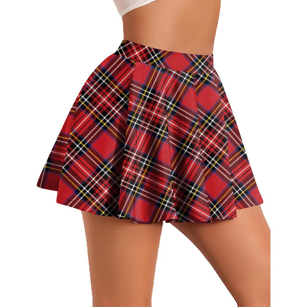 European & American Style Plaid Pleated Milk Silk Cheerleader Skirt