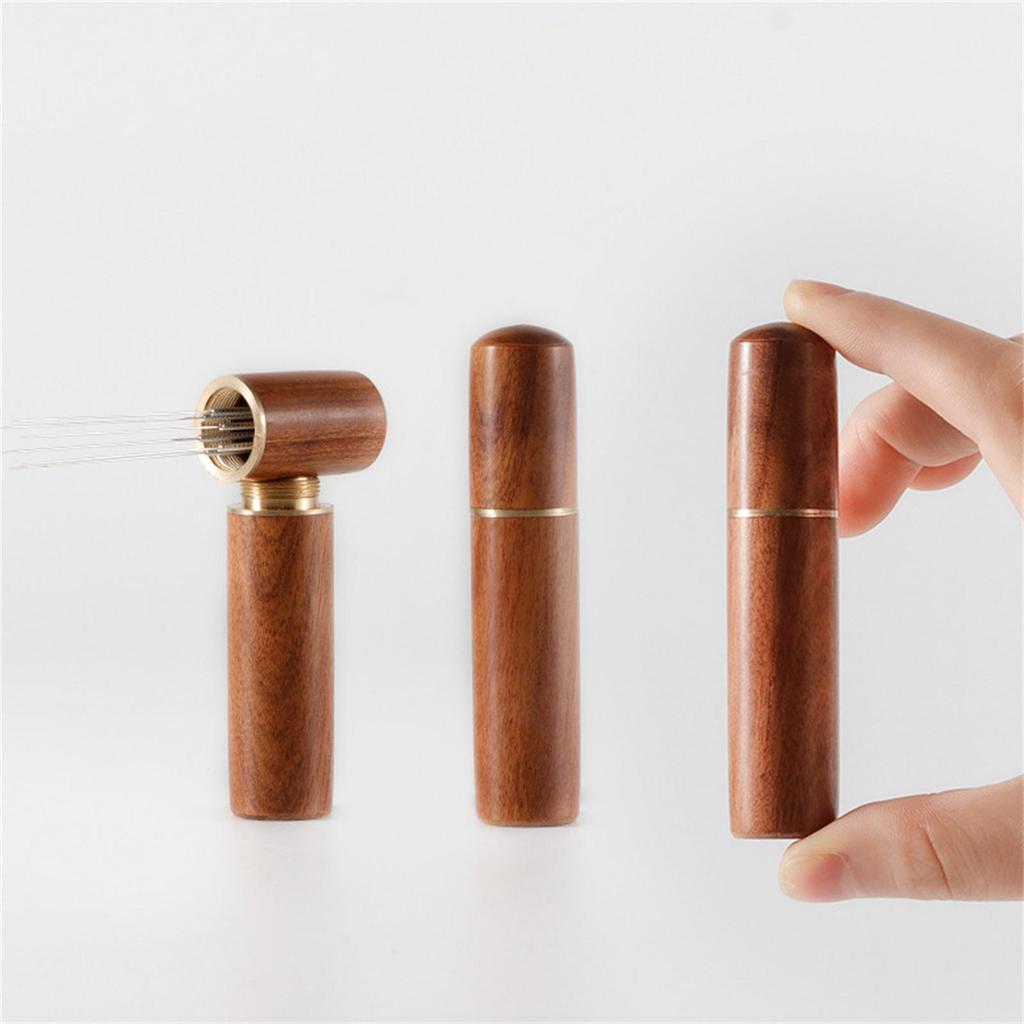 Coffee Ground Stirrer Espresso Distribution Tool Accessory with Wooden Handle Needle Whisk Distributor for Coffee Ground
