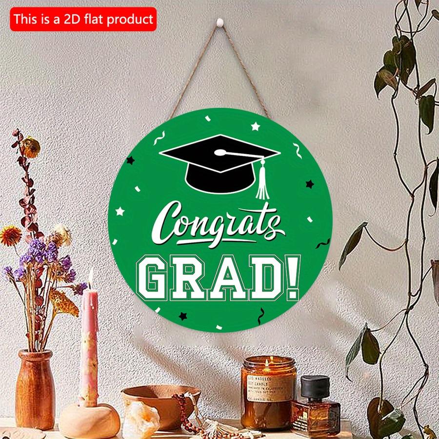 2D flat 20*20cm 1pc Graduation Cap pattern School Grad Party Green wooden Decor, Simple and atmospheric style good quality Congratulation Graduation