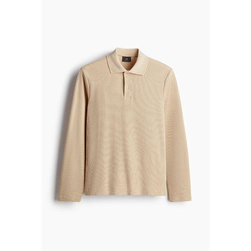 

HM Men s Autumn Standard Rib Polo Shirt 1254029 Beige 180/116((EUR XL))