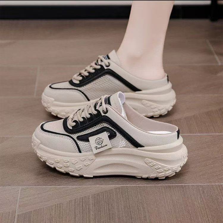 2025 spring and summer new one-pedal slippers women's outer wear ins trendy thick-soled sandals retro casual half-drag women's shoes